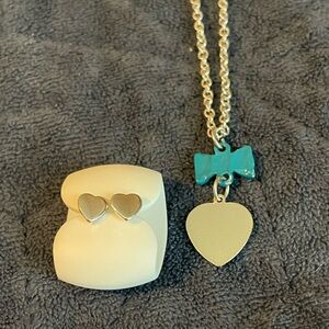 Silver heart necklace and earrings